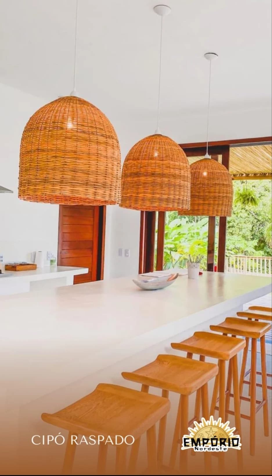 Luminária Cilindro 50 X 45 Cipó Raspado