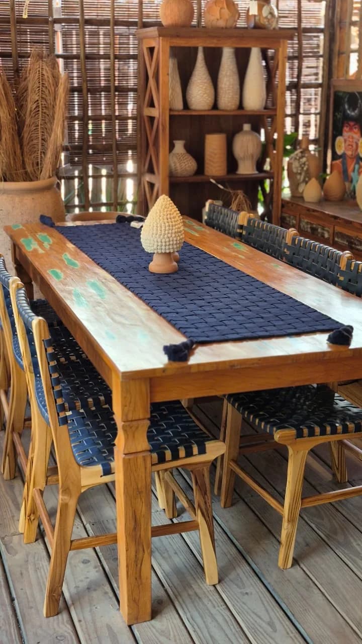 Mesa de Jantar 8/10 lugares 2,5m com Pátina verde