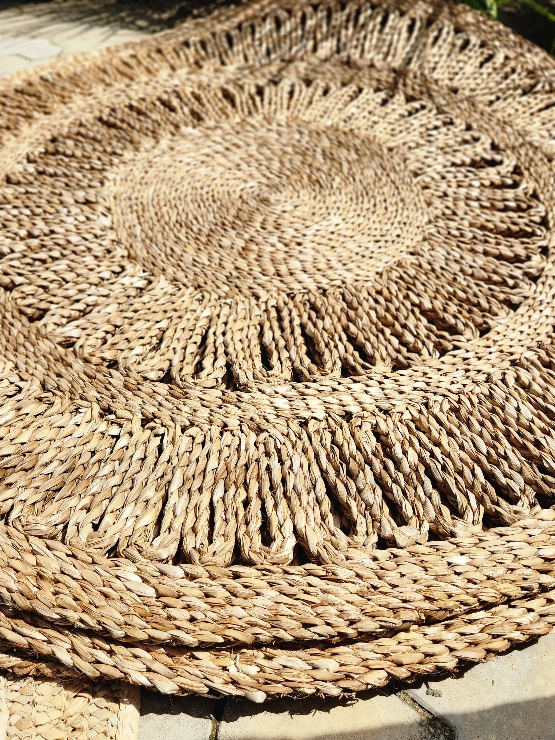 Tapete Redondo 1,5m Trançado Taboa.