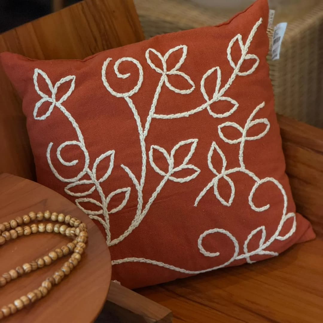 Capa de almofada Flor de algodão terracota 50x50cm