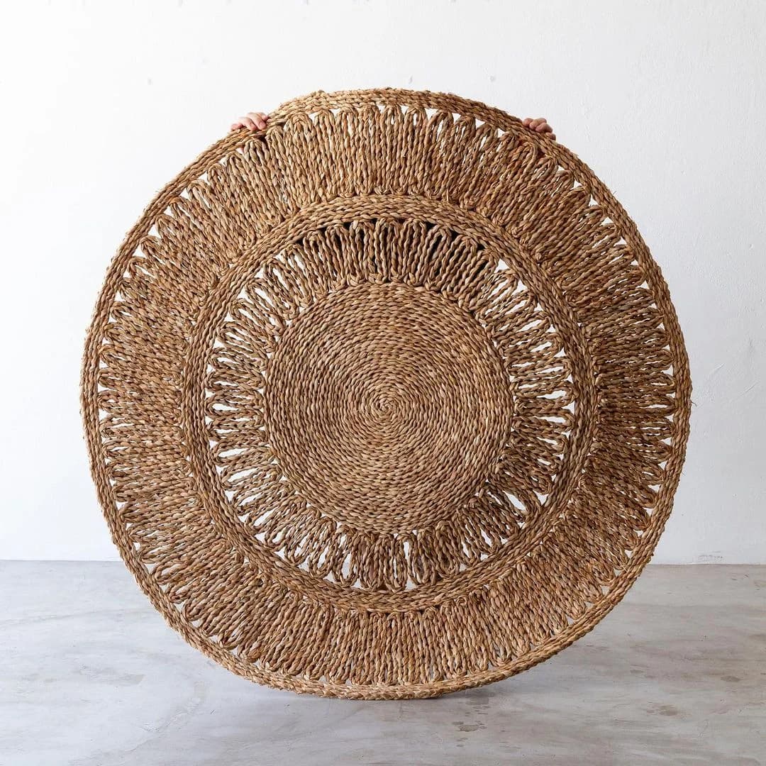 Tapete Redondo 1,5m Trançado Taboa.