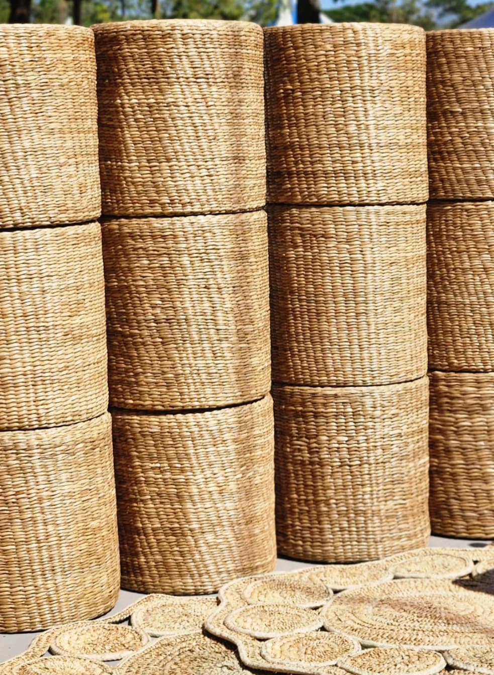 Puff Redondo Decorativo Taboa.