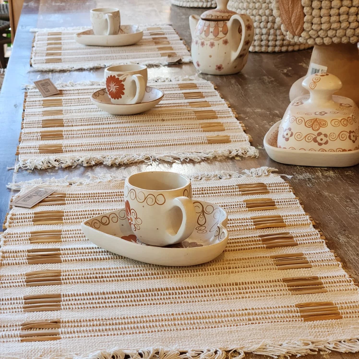 Sousplat algodão com palha natural 45cm x 35cm