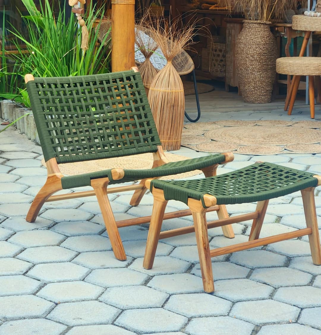 Conjunto Poltrona Emporio e tira bota em Corda Náutica.