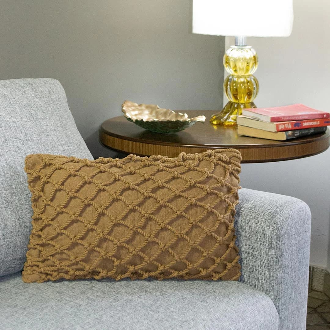 Capa de Almofada Ponto Crochê Corrente 30x50cm