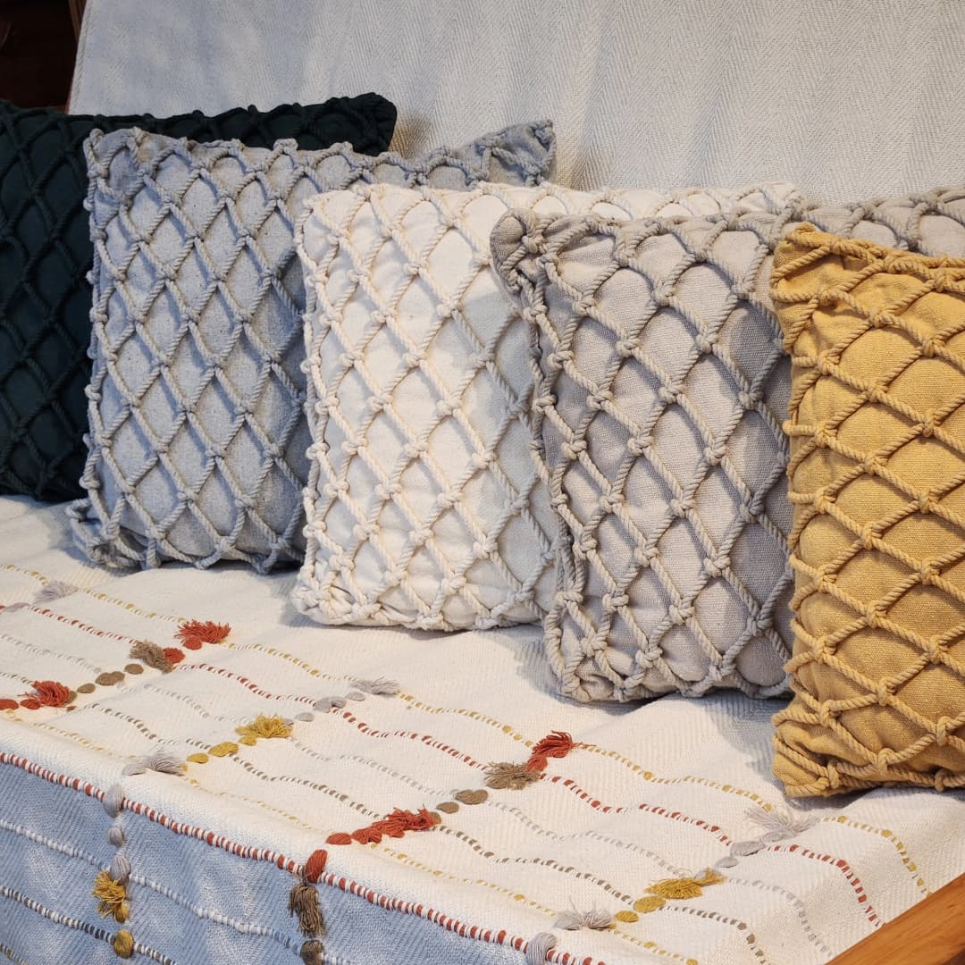 Capa de Almofa Macramê Com Corda 45x45cm