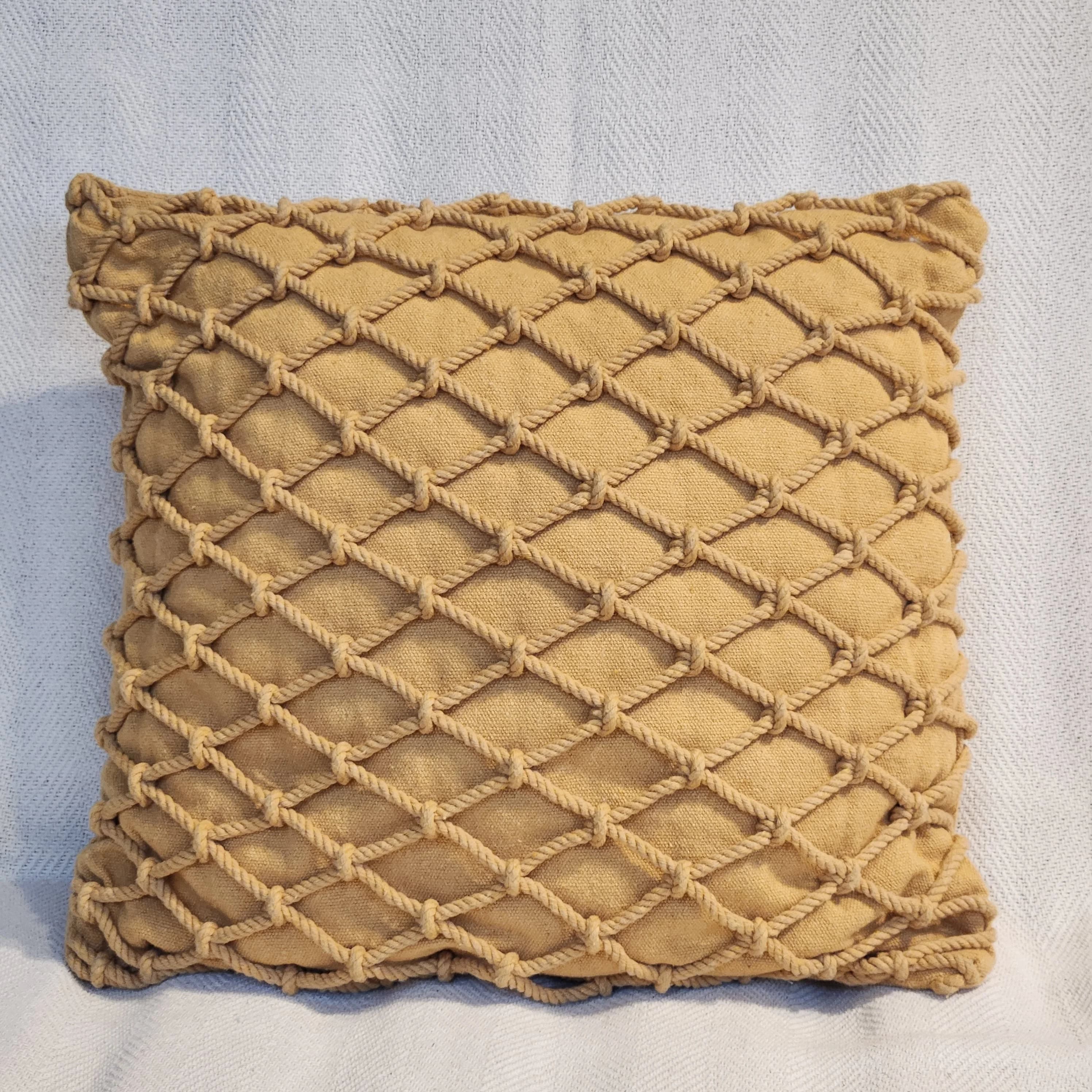 Capa de Almofa Macramê Com Corda 45x45